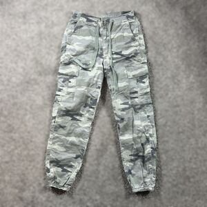 American Eagle Pants Womens 6 Cargo Joggers Camo Light Green Stretch Y2K Style